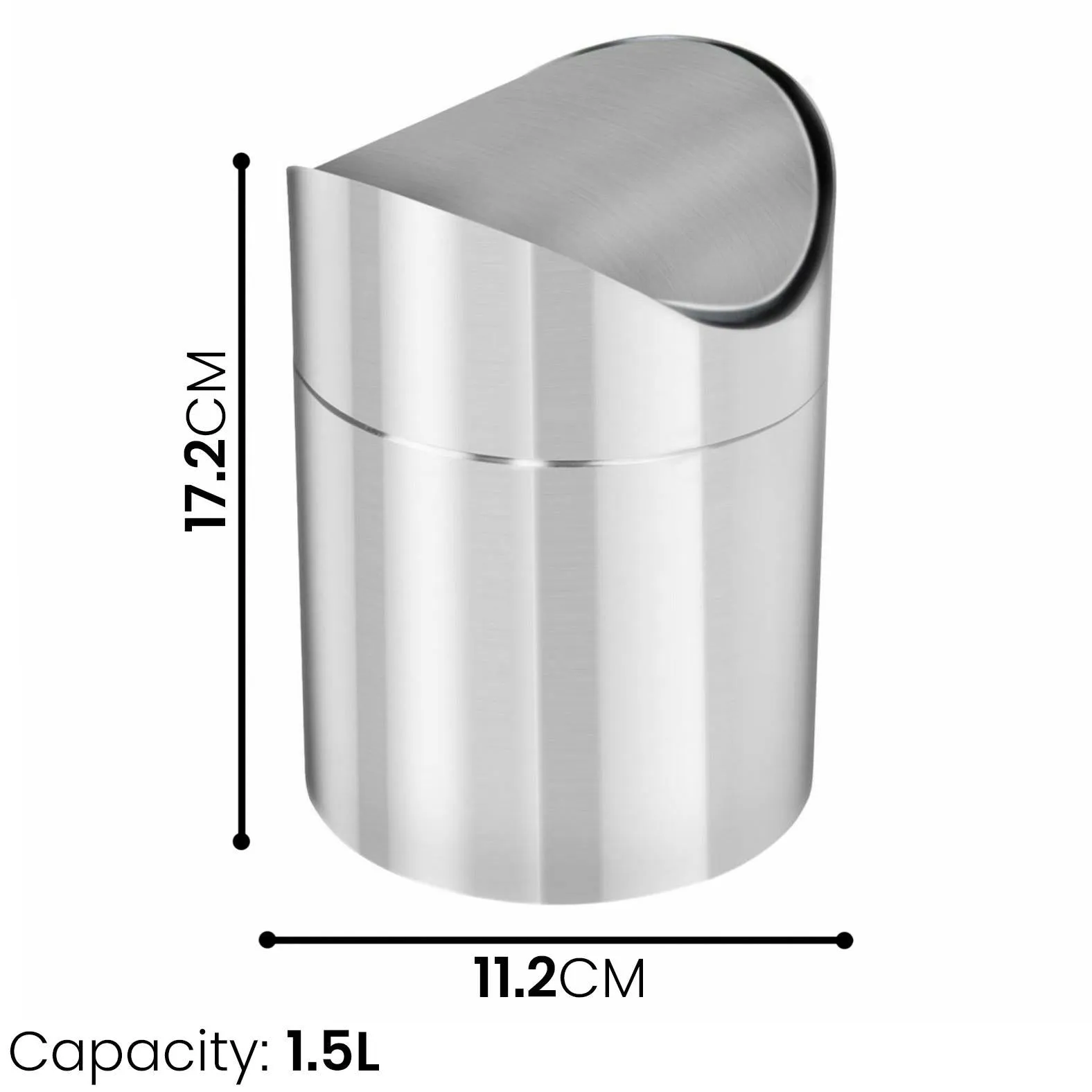 1.5 L Stainless Steel Mini Rubbish Bin