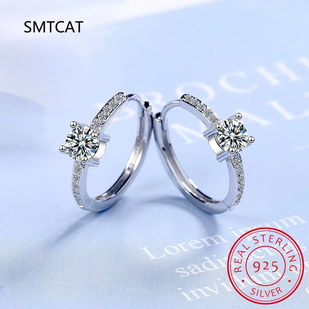 18k Gold 0.3ct 4mm Certified Moissanite Earrings for Women 100% 925 Silver Hoop Earring Wedding Party Jewelry Wholesale