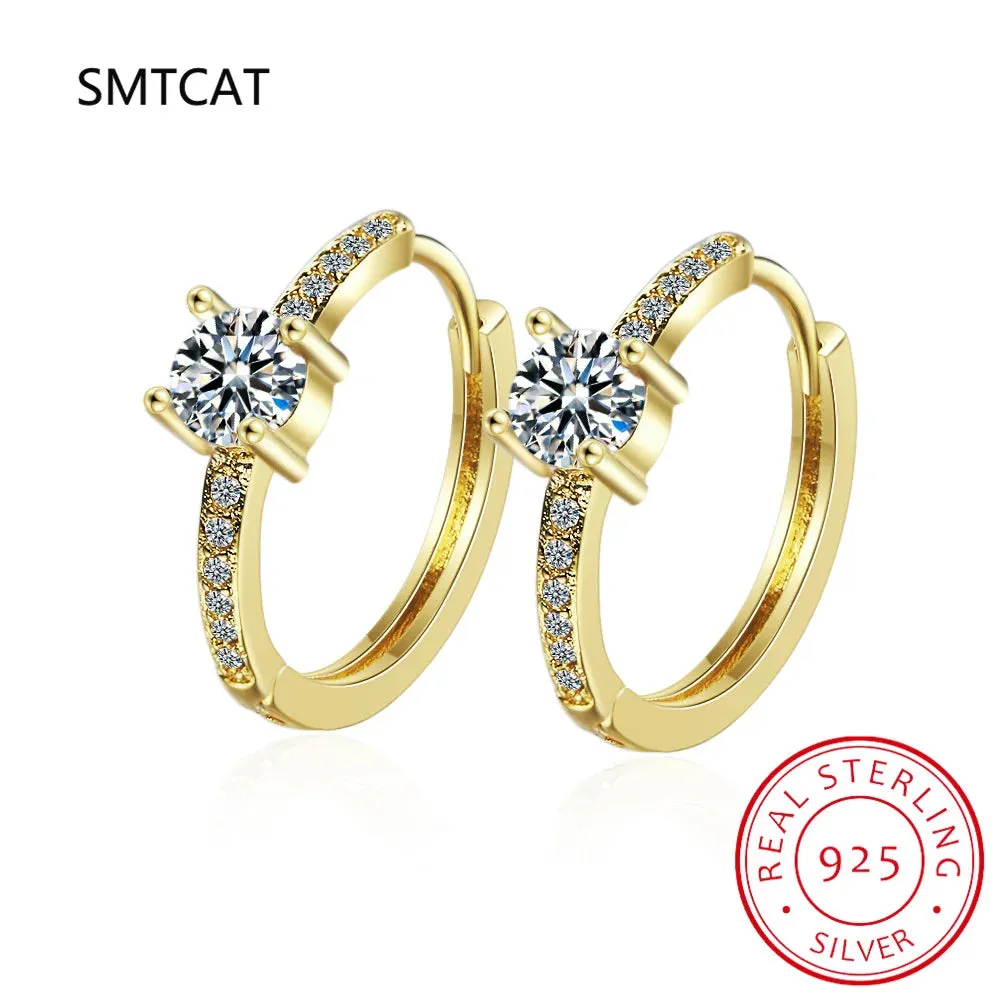 18k Gold 0.3ct 4mm Certified Moissanite Earrings for Women 100% 925 Silver Hoop Earring Wedding Party Jewelry Wholesale