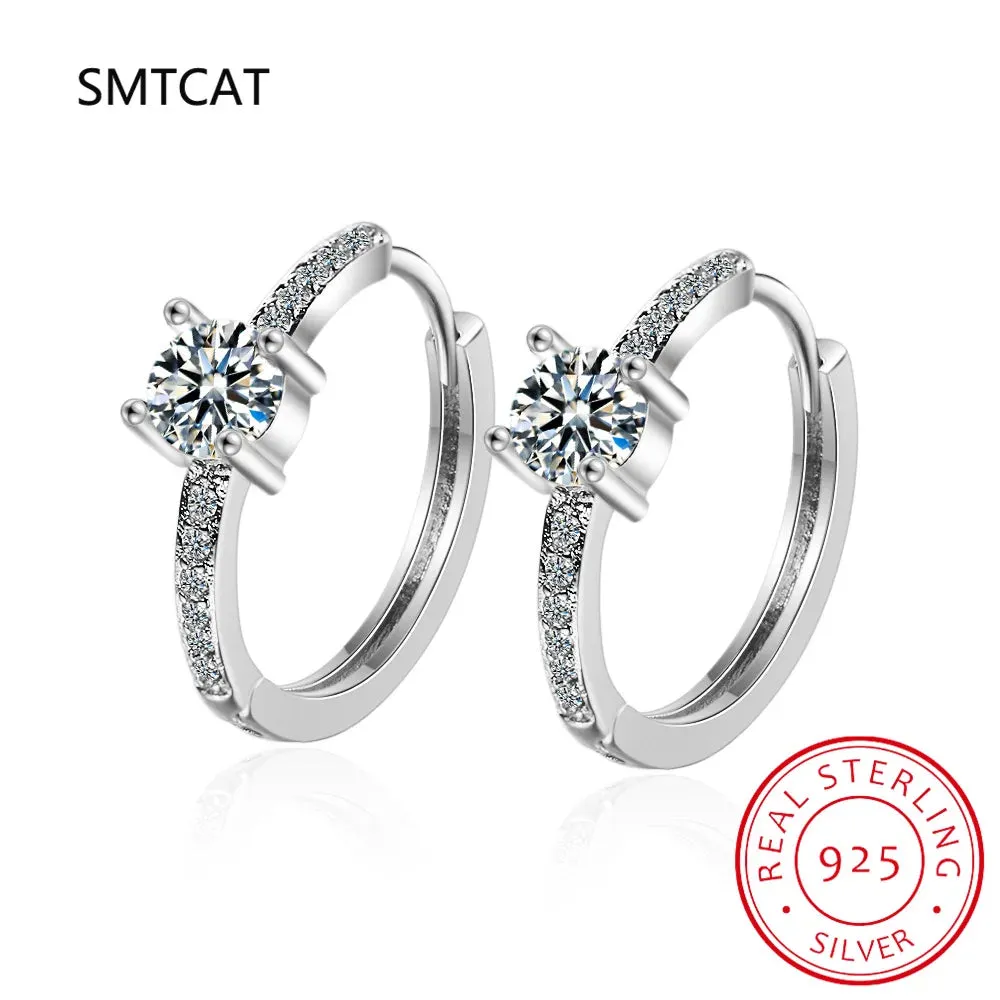 18k Gold 0.3ct 4mm Certified Moissanite Earrings for Women 100% 925 Silver Hoop Earring Wedding Party Jewelry Wholesale