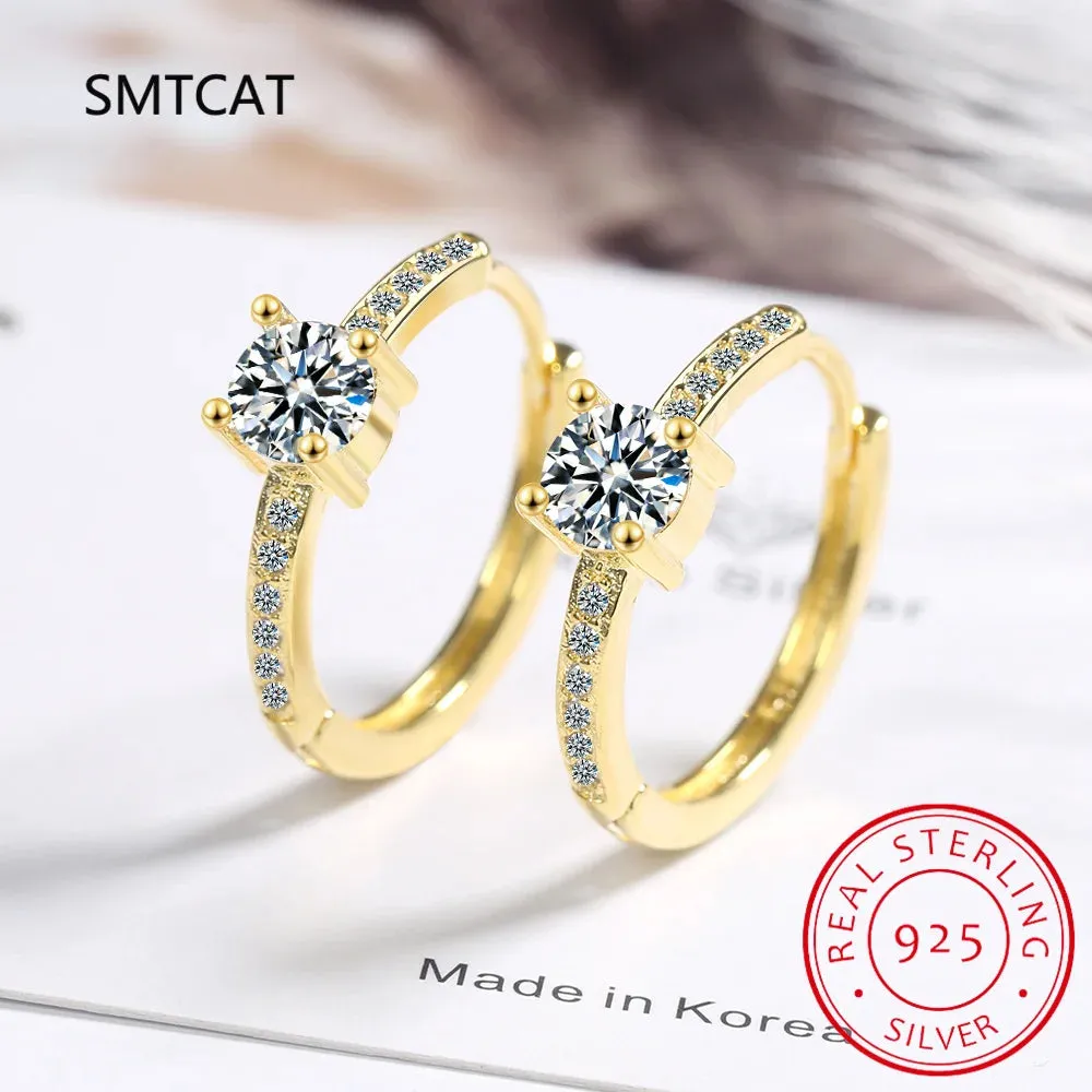 18k Gold 0.3ct 4mm Certified Moissanite Earrings for Women 100% 925 Silver Hoop Earring Wedding Party Jewelry Wholesale