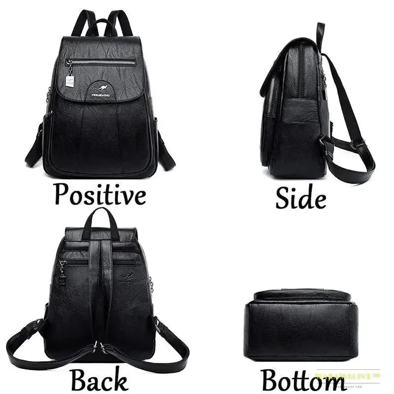 2024 Women's High-Quality Leather Backpack - Retro Vintage Ladies Travel & School Bag