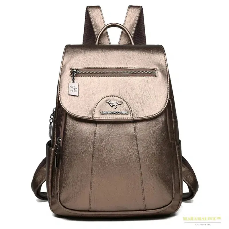 2024 Women's High-Quality Leather Backpack - Retro Vintage Ladies Travel & School Bag