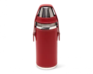 8oz Hunter’s Flask with 4 Cups Red