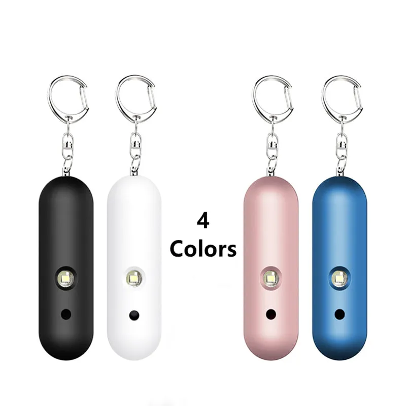 ABS Personal Alarms LED Flashlight 130db Whistle Security Siren Keychain