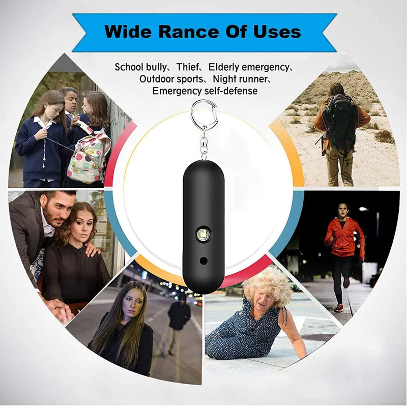 ABS Personal Alarms LED Flashlight 130db Whistle Security Siren Keychain