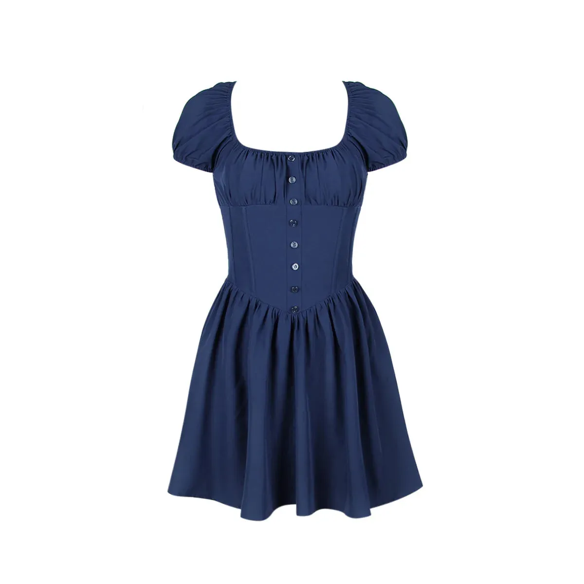 Amozae-hoco dresses Suninheart Summer Square Neck Vacation Dress Navy Mini A Line Dress Casual Holiday Party Dresses Short Sleeve Women Clothing