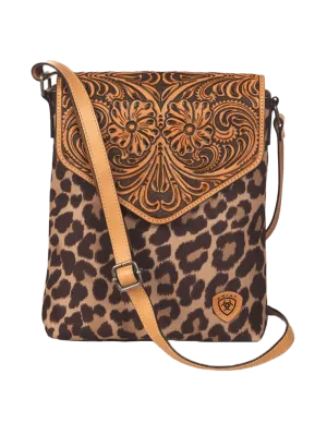 Ariat Womens Tooled Flap Leopard Crossbody Bag