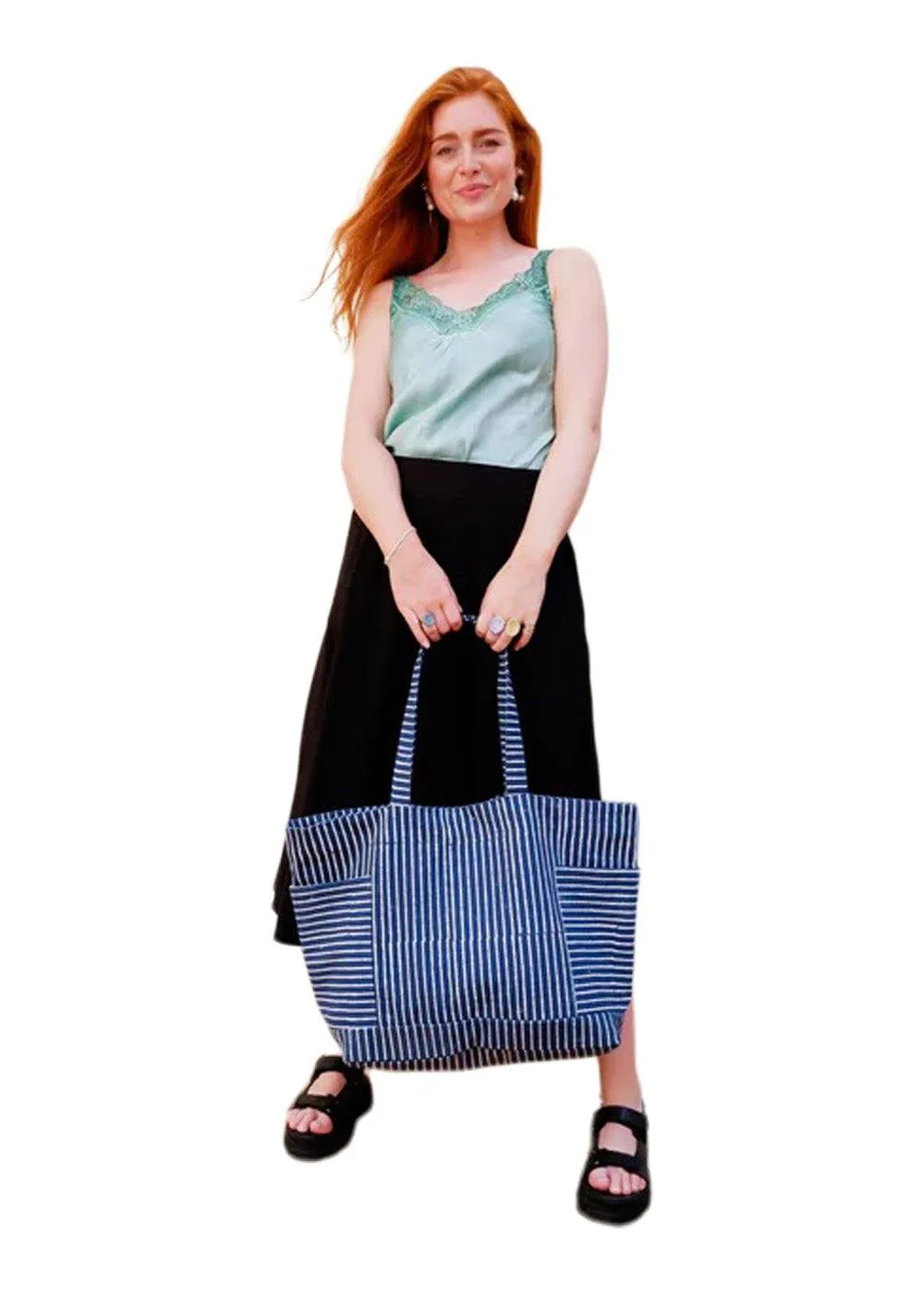 BCOCEAN vintage-look striped beachbag - Ocean Stripe