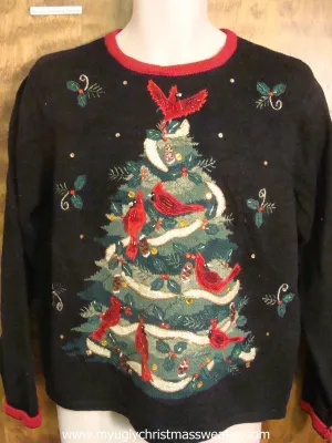 Black Christmas Sweater with Tree