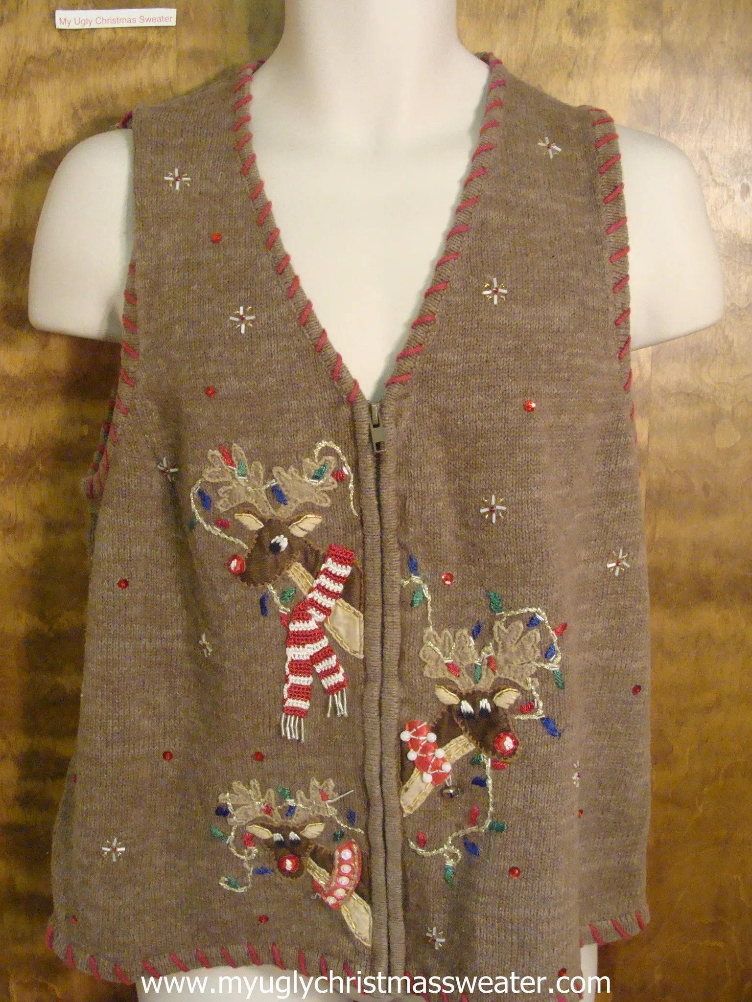 Bling Reindeer Ugly Christmas Sweater Vest