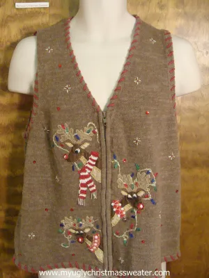 Bling Reindeer Ugly Christmas Sweater Vest