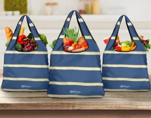 Blue Yellow White Stripe Grocery Bag