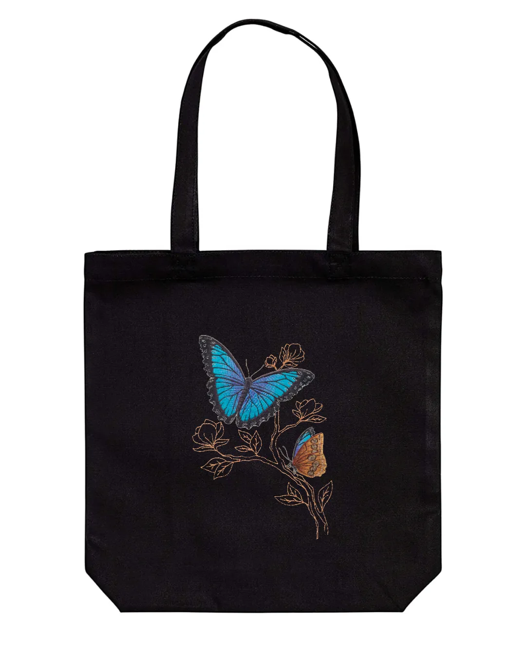 Butterflies Embroidered Cotton Canvas Market Bag. Choice of 5 different bags and 6 different butterflies