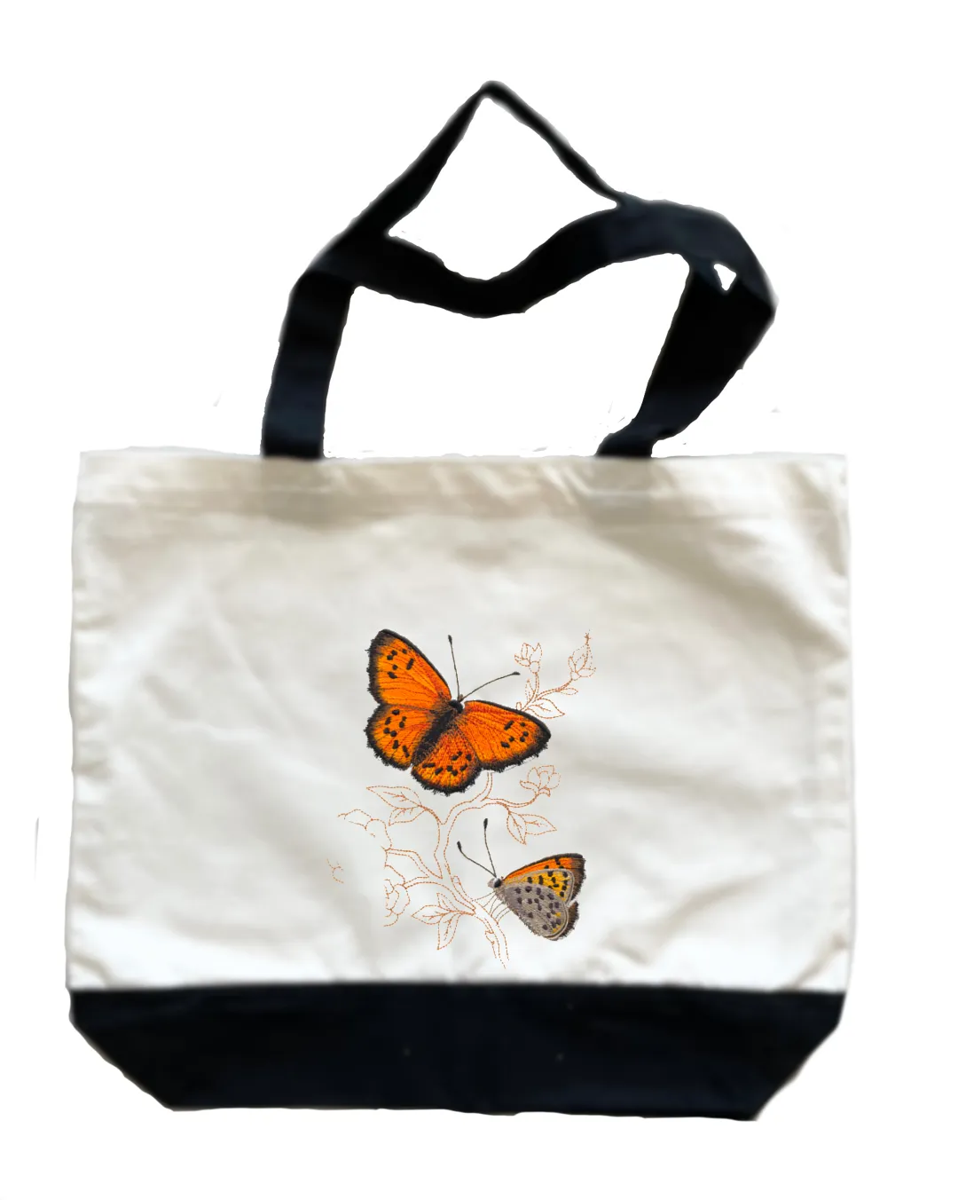 Butterflies Embroidered Cotton Canvas Market Bag. Choice of 5 different bags and 6 different butterflies