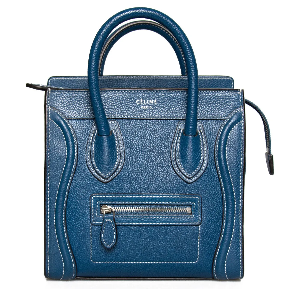 Celine Nano Luggage Navy Calfskin Leather Bag