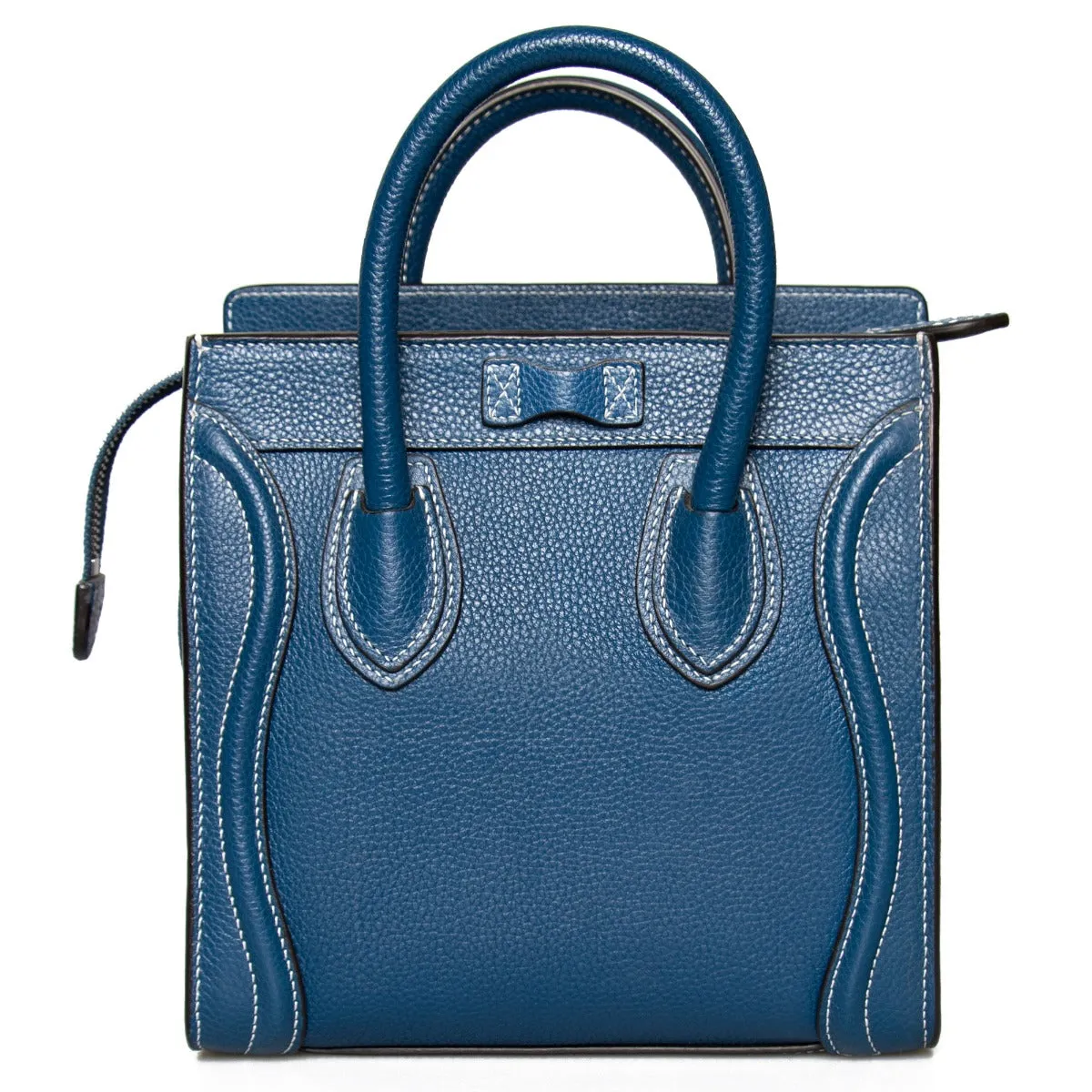 Celine Nano Luggage Navy Calfskin Leather Bag