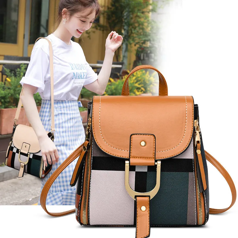 Chic Grid Backpack for Women – Stylish School & Travel Bag for Girls