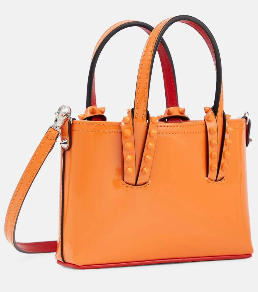 Christian Louboutin Cabata Nano Tote Bag in Patent Leather, Orange