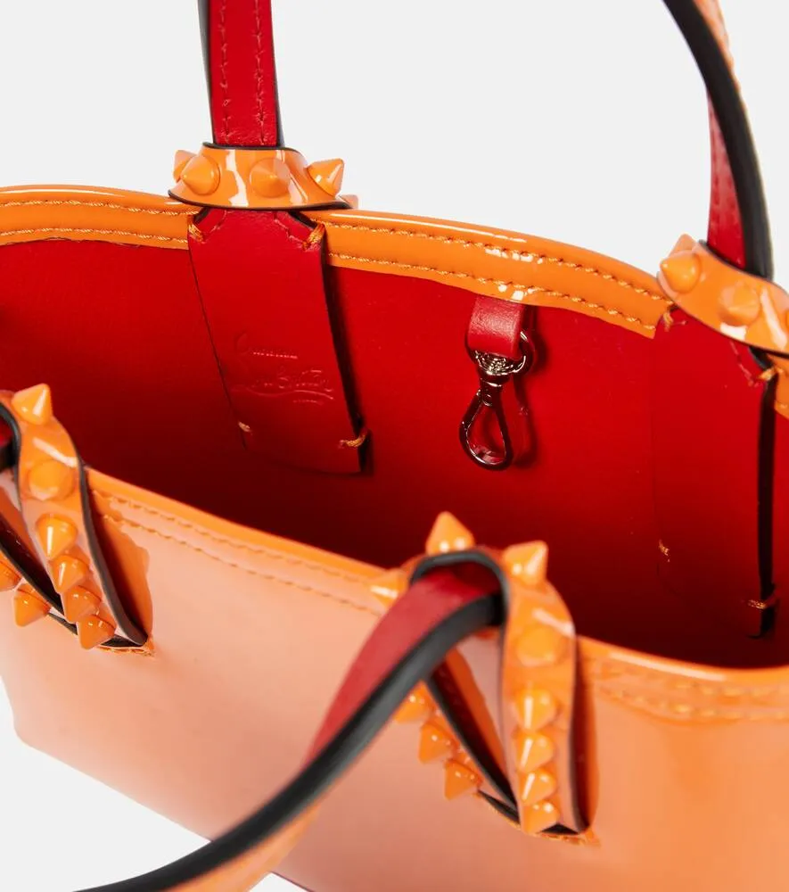 Christian Louboutin Cabata Nano Tote Bag in Patent Leather, Orange