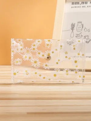 Clear Floral Flap Card Holder Small Wallet Small Purse Coin Purse Women Wallet