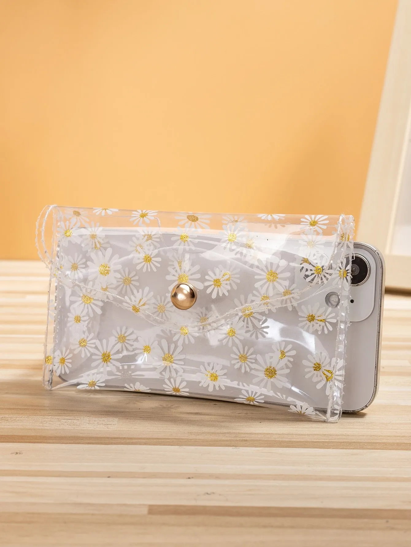 Clear Floral Flap Card Holder Small Wallet Small Purse Coin Purse Women Wallet