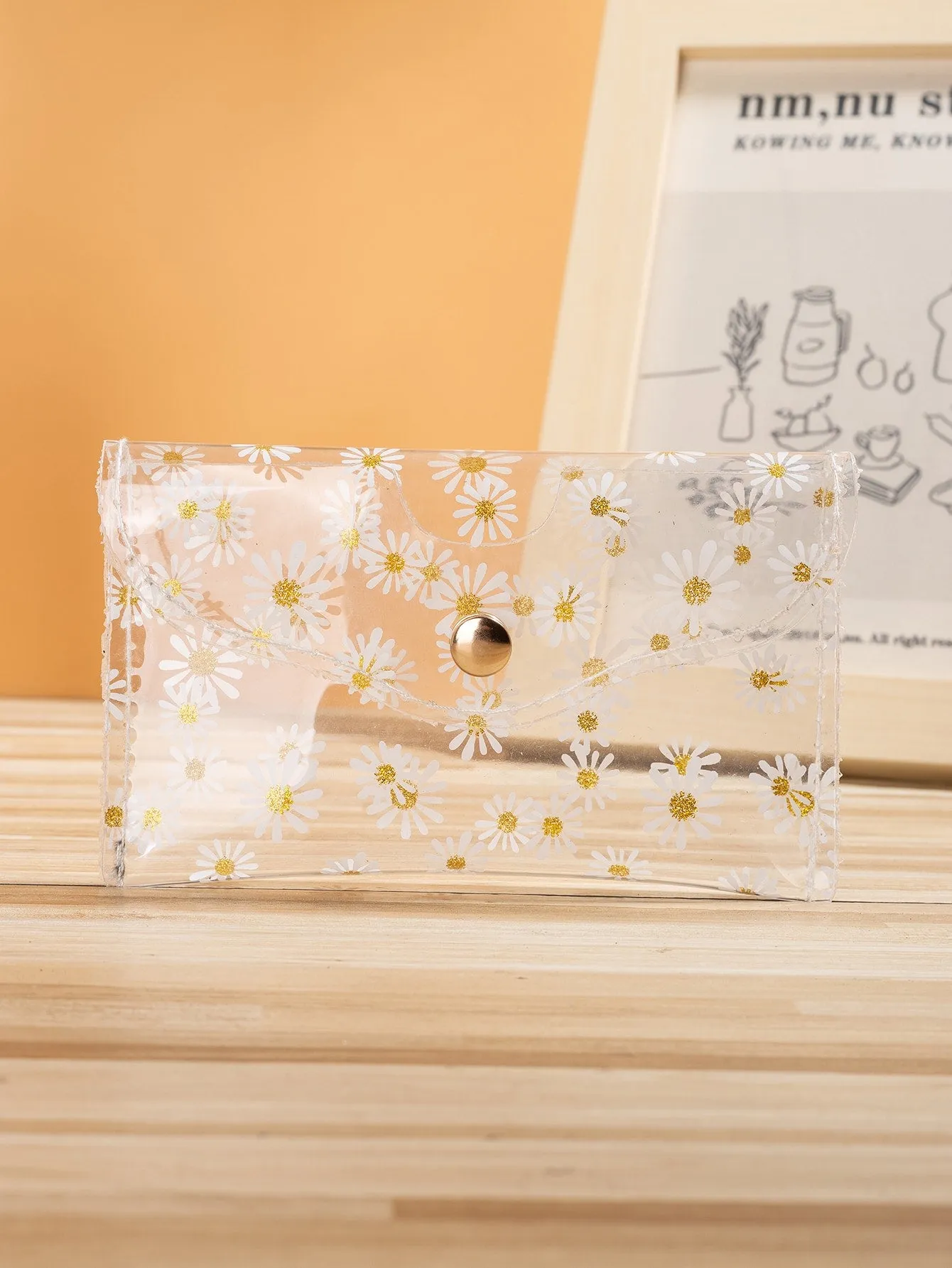 Clear Floral Flap Card Holder Small Wallet Small Purse Coin Purse Women Wallet