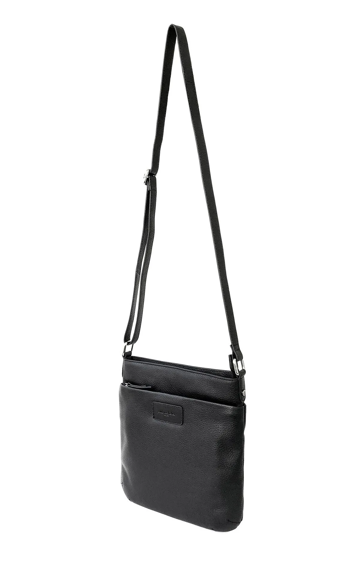 Club Rochelier Women's Zip Top Leather Crossbody Bag, Black