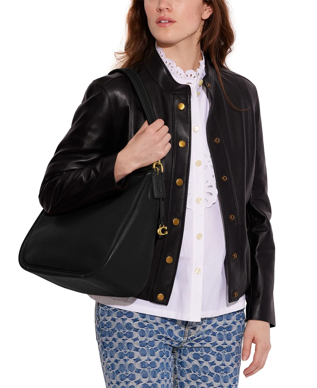 COACH Soft Pebble Leather Cary Shoulder Bag, black