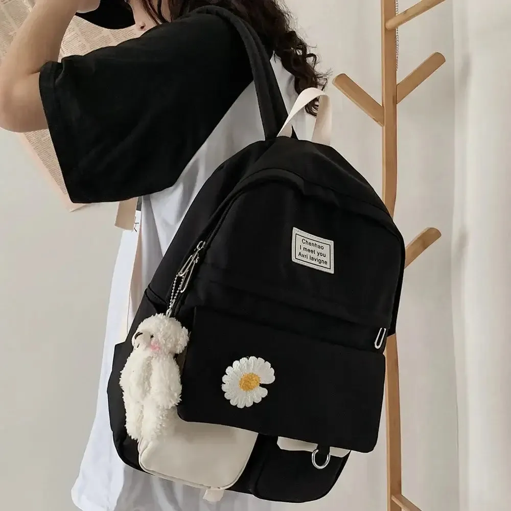 College Student Ladies Cute Backpack Women Flower Female Harajuku