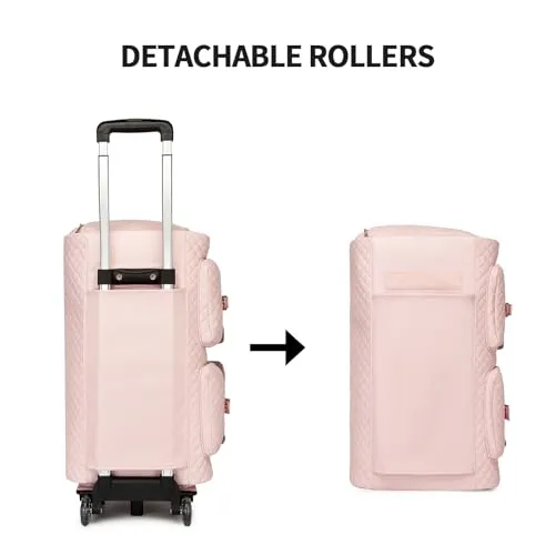 Garment Bag with Wheels,Wheeled Garment Bag Duffle Bag for Travel with Wheels Overnight Bags for Women with Wheels Garment Bag Suitcase Garment Duffle Bag-Pink