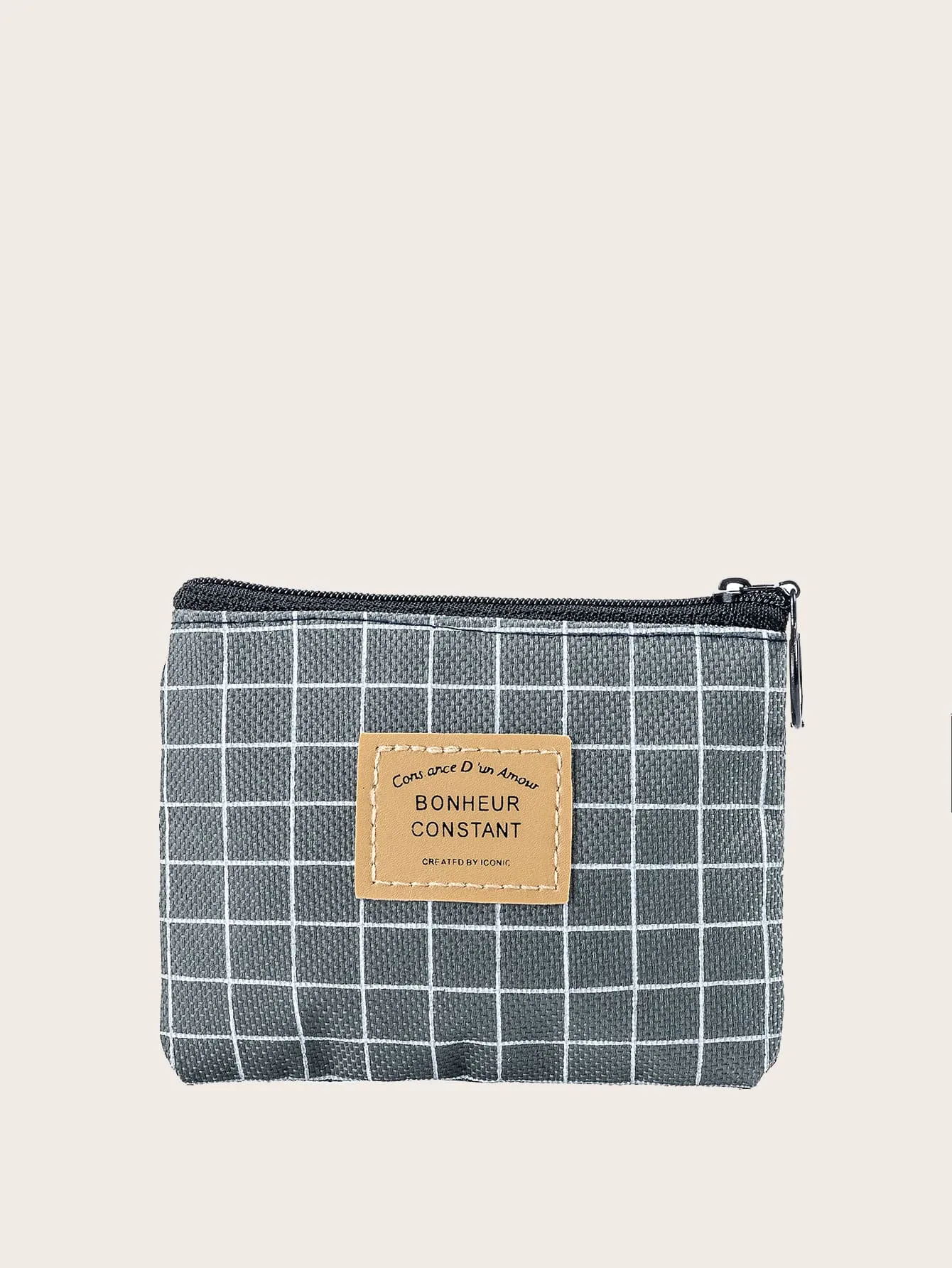 Grid Small Wallet Grey Plaid Pouch Card Holder Small Purse Coin Purse