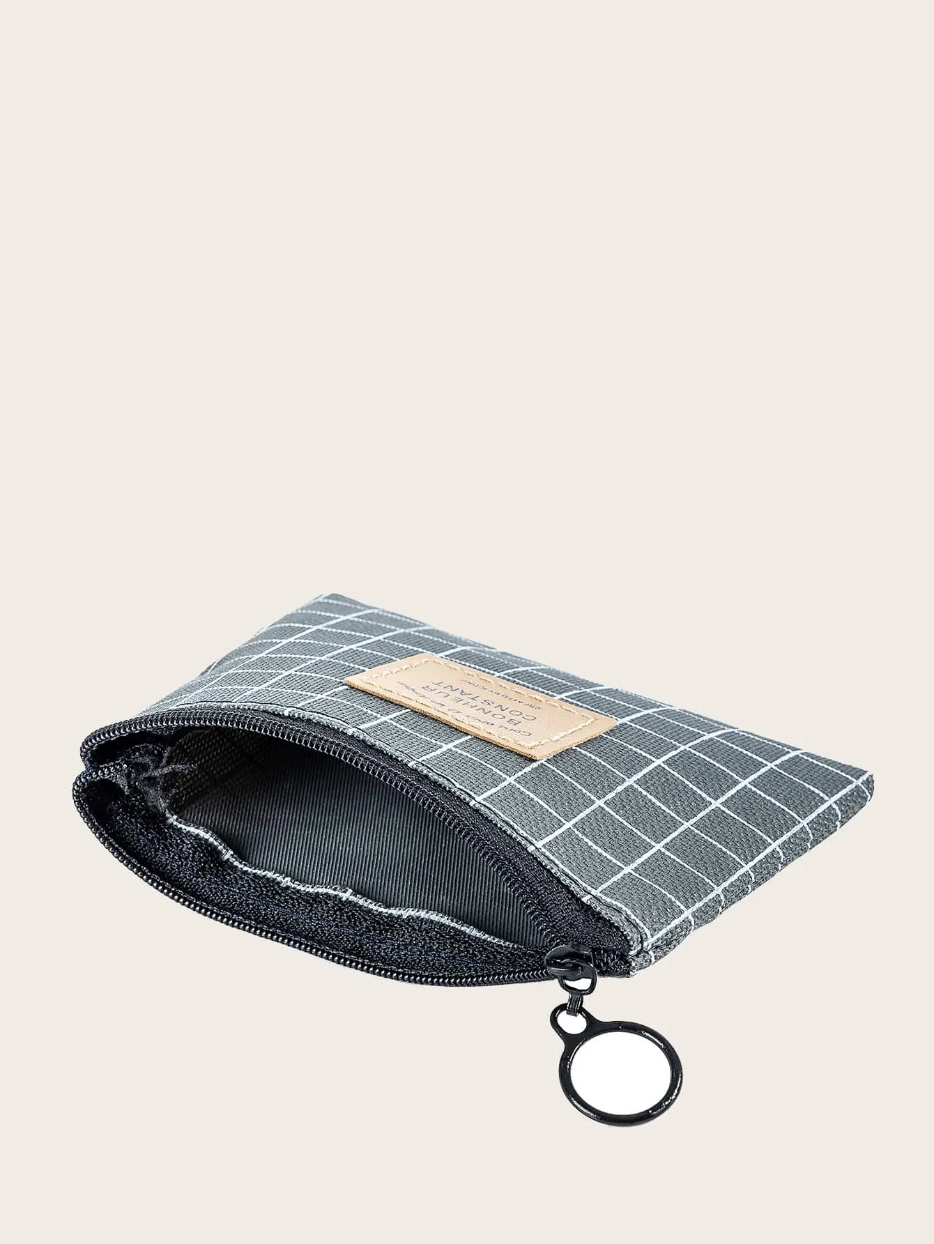 Grid Small Wallet Grey Plaid Pouch Card Holder Small Purse Coin Purse