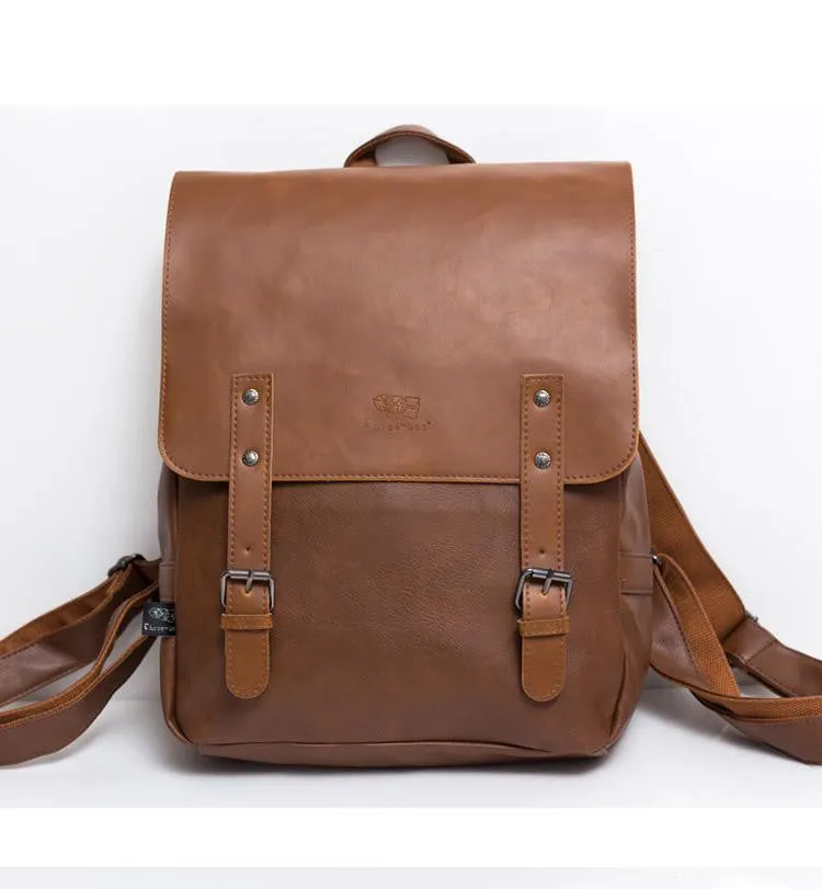 High Quality England Vintage Style PU Leather Men Backpacks