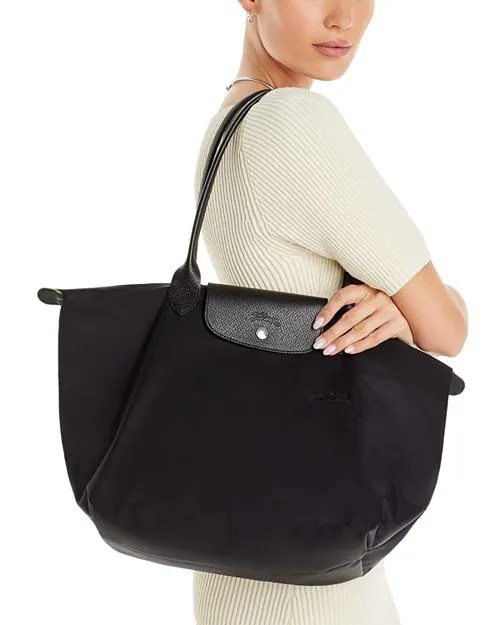 Le Pliage Green Longchamp Recycled Nylon Tote in Black