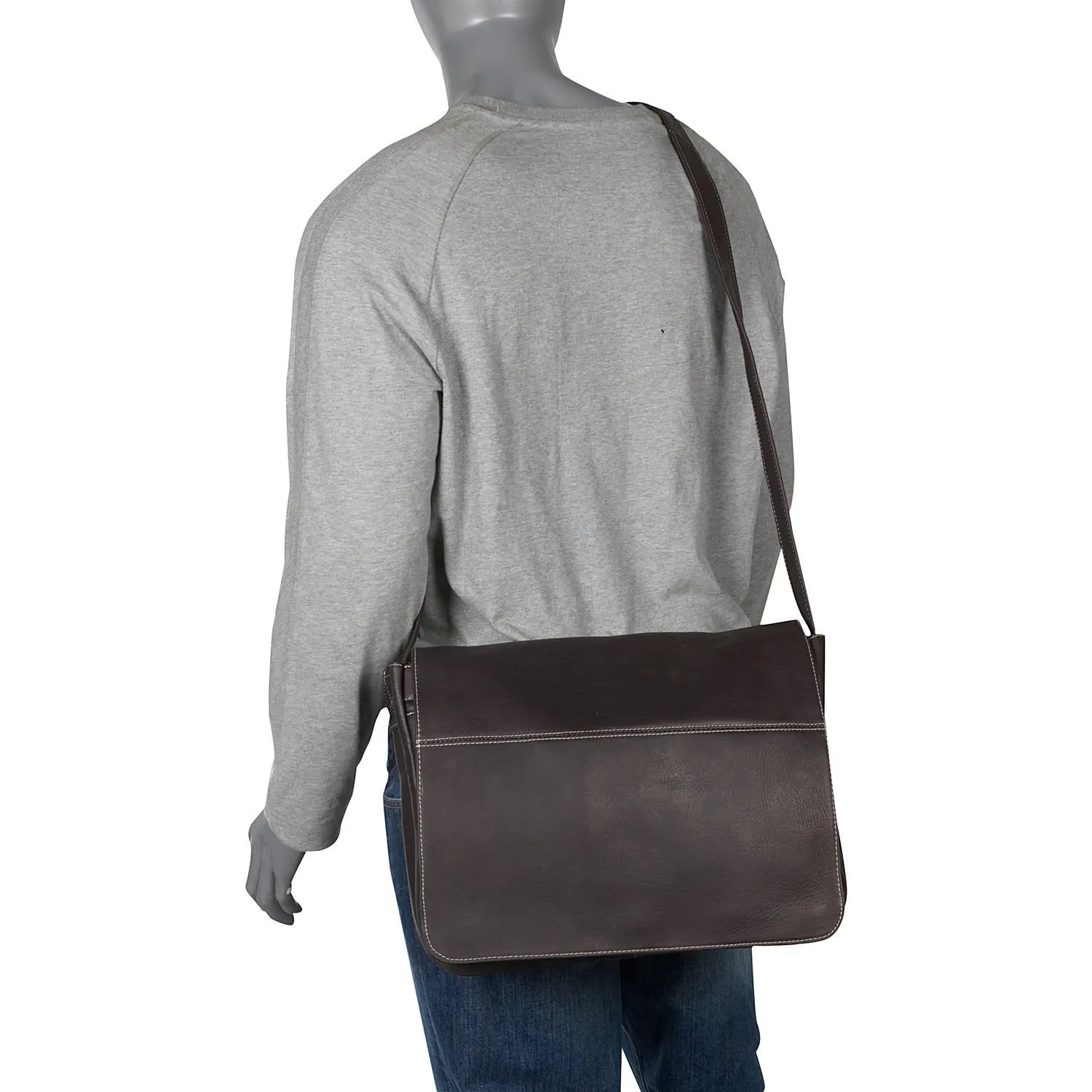 Leather Full Flap Laptop Messenger Bag