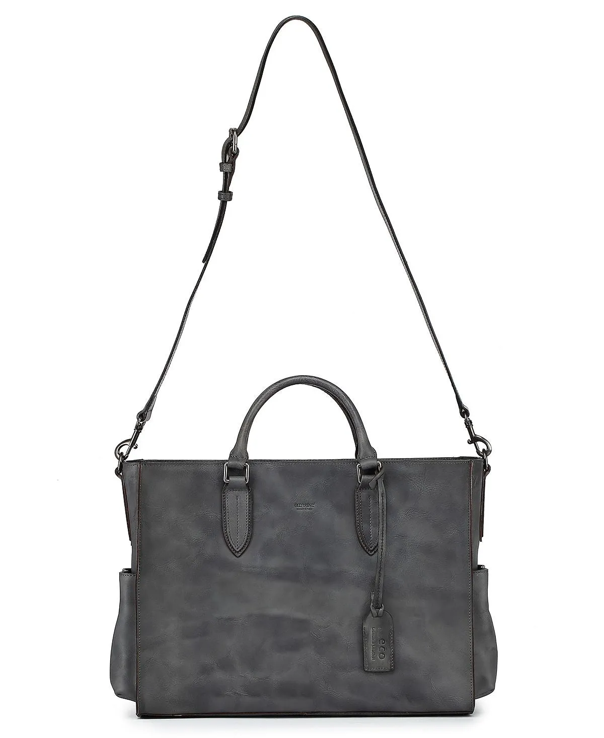 Leather tote bag Monte OLD TREND, gray