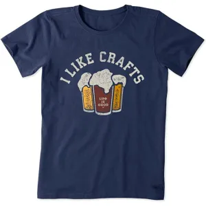 Life is Good Women's I Like Crafts Crusher Tee, Size Small, Darkest Blue