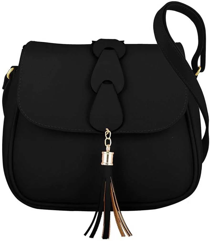 marcG Faux Leather Stylish Shoulder Side Sling Bag for Women(Multi color) (Black)