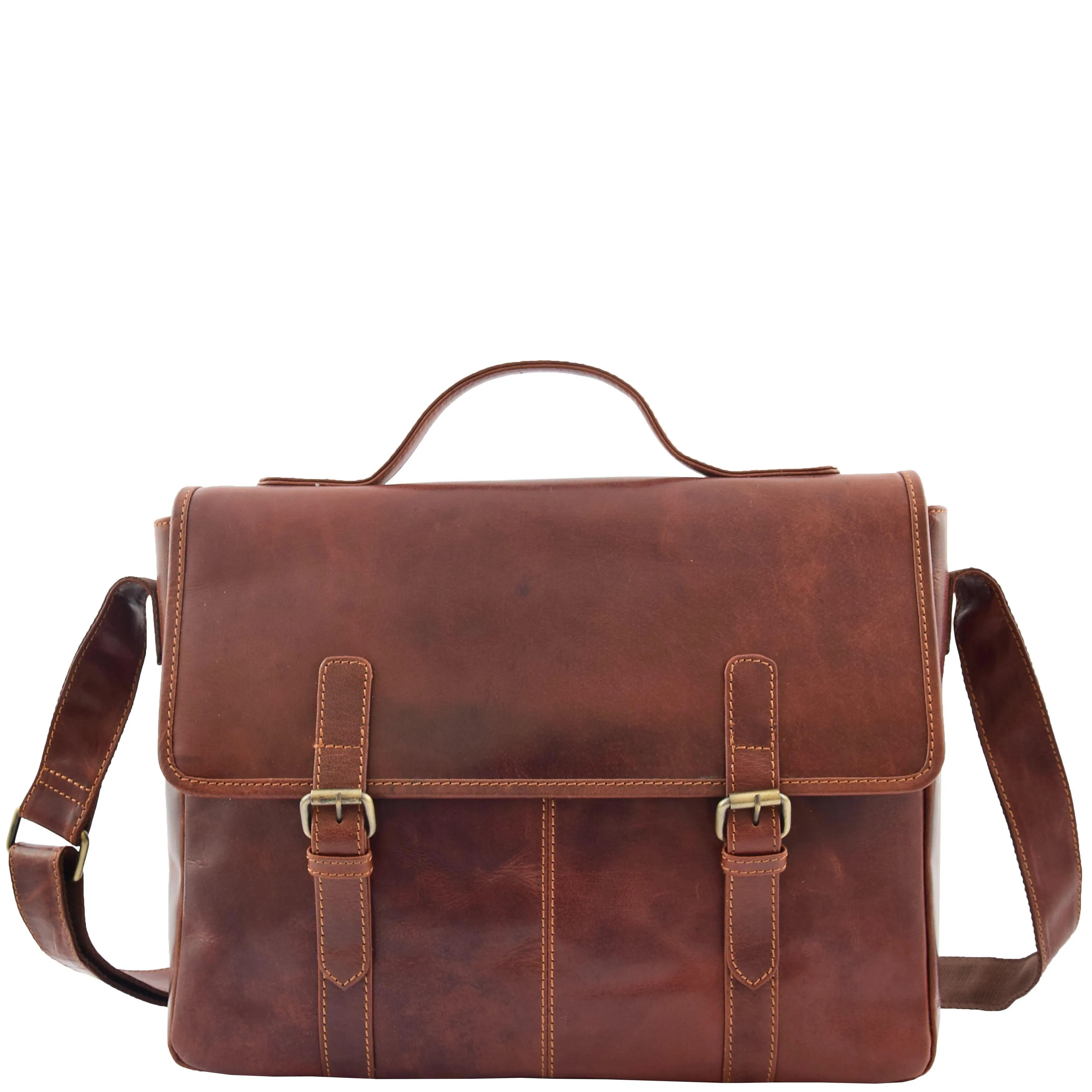 Mens Genuine Leather Briefcase Satchel Laptop Business Bag Major Brown