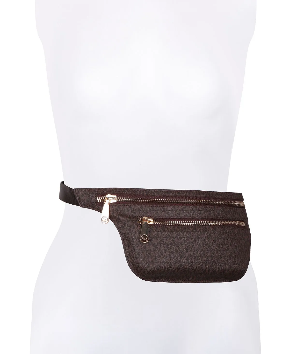 Michael Kors Signature Double-Zip Belt Bag, Brown