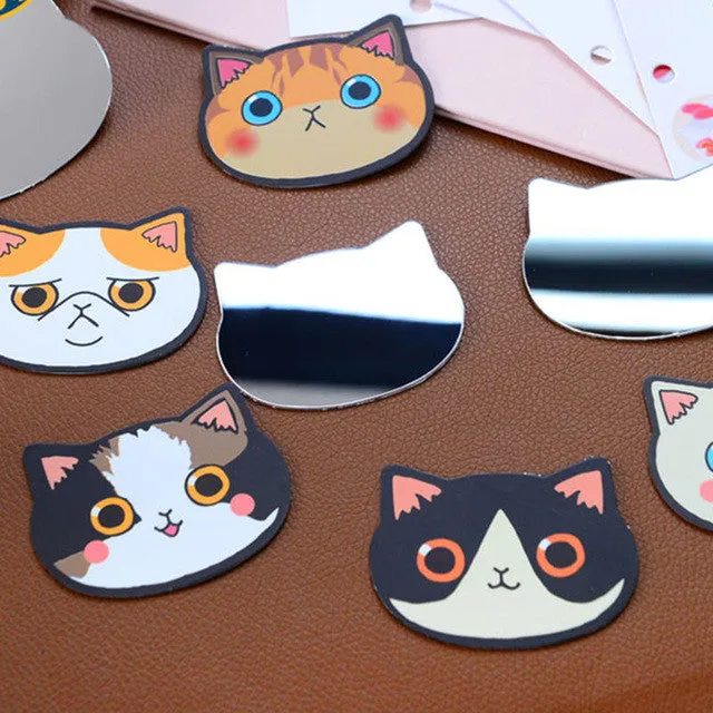 Mini Pocket Cartoon Cat Head Small Mirror