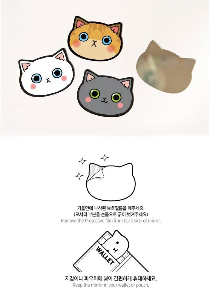 Mini Pocket Cartoon Cat Head Small Mirror