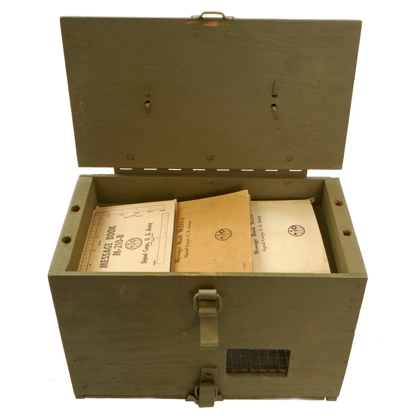 Original U.S. WWII Army Messenger Pigeon PG-102/CB Wooden Carrier Box With Message Books