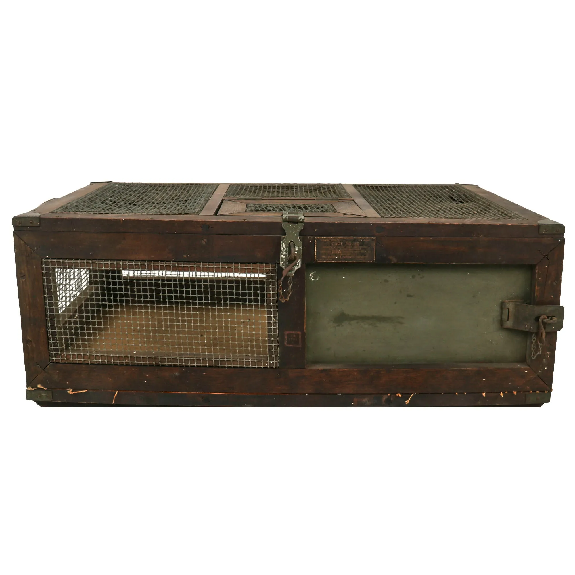 Original U.S. WWII Army Signal Corps Messenger Pigeon PG-50 Large 10 Bird Wooden Carrier Box