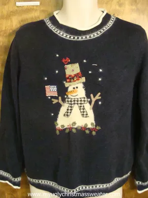 Patriotic Snowman Ugly Christmas Sweater