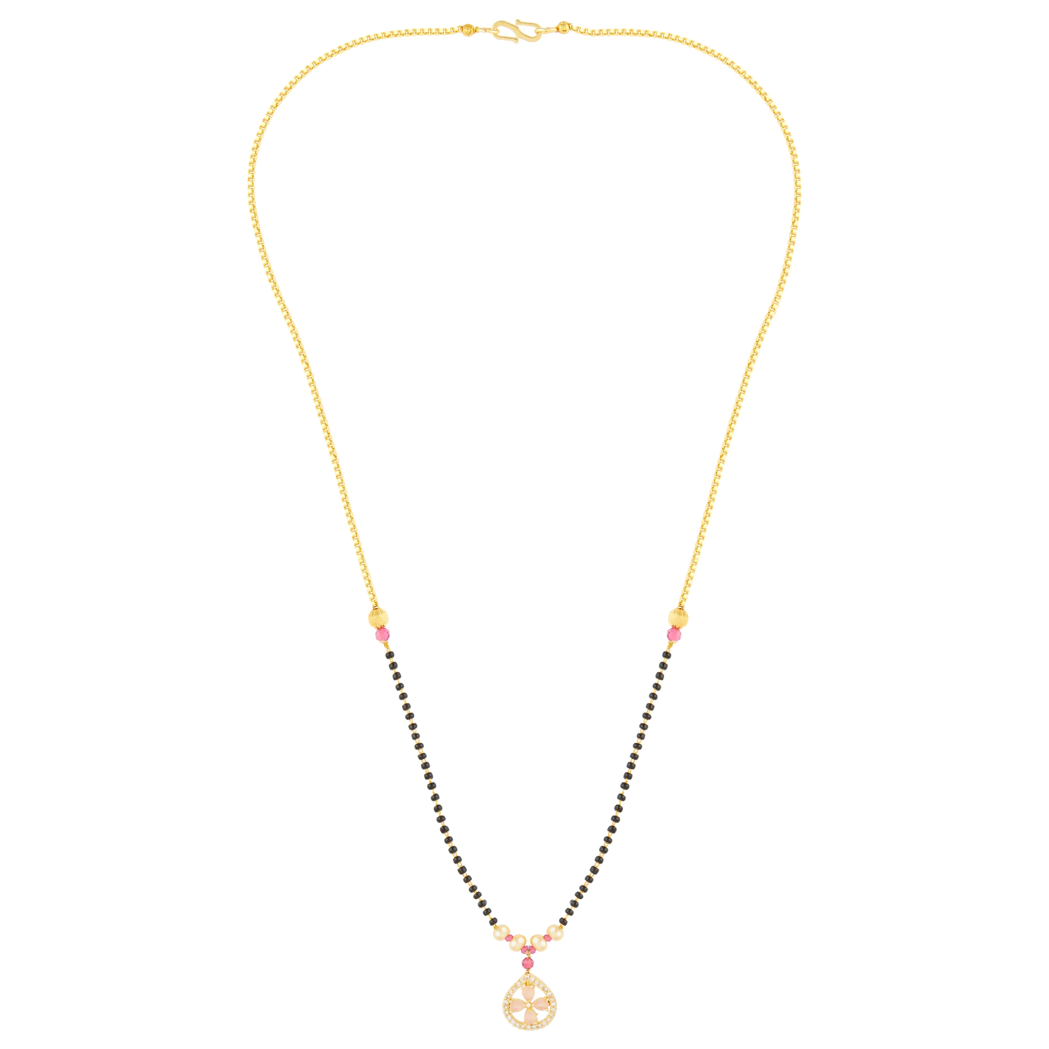 Pink Diamond Flower Mangalsutra For Women