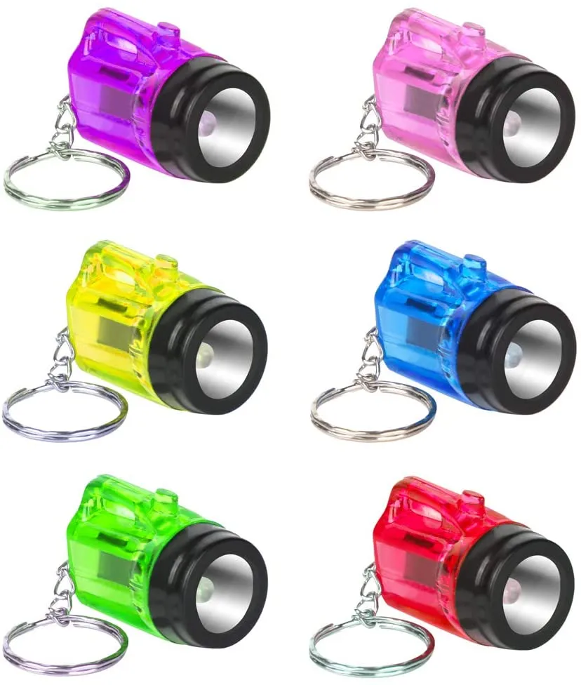 PROLOSO Mini Plastic Flashlight Keychain Kids Party Favors Toys Bulk 12 Pcs