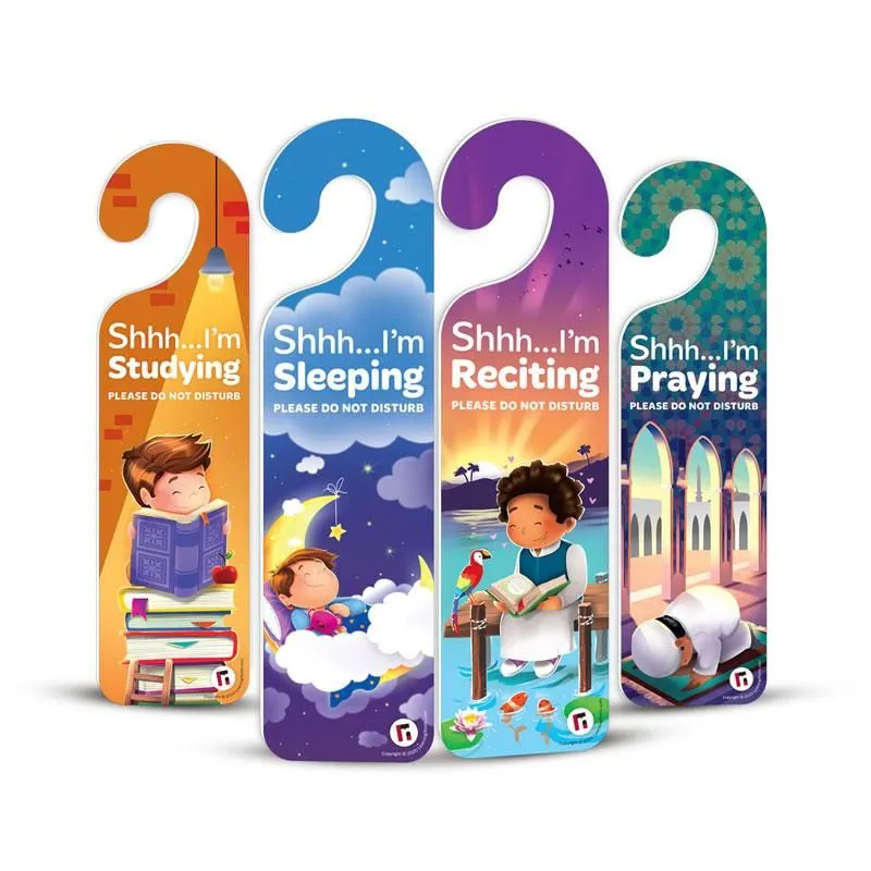 Quiet Please! Pack of 4 Do Not Disturb Signs for Boys & Girls