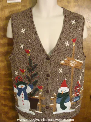 "North Pole" Snowmen Ugly Christmas Sweater Vest